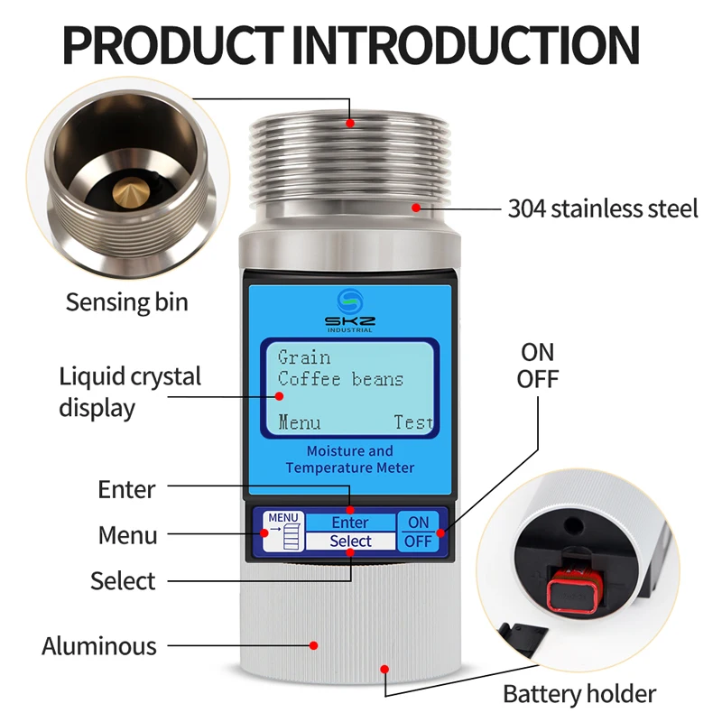 rapid portable digital inductive pinless cup  grain wheat cashew nut moisture meter tester