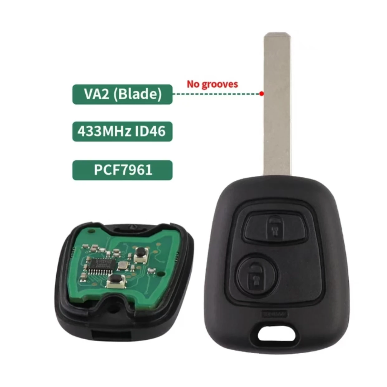 Chiave per auto a distanza JINGXIN 433MHz per Peugeot 107 207 307 407 per Citroen C1 C2 C3 Saxo Xsara Picasso ID46 PCF7961 Chip No Logo Key