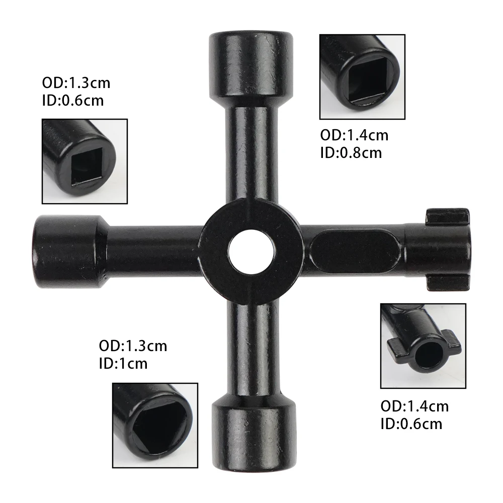 4 Way Cross Key Electrical Cabinet Key Utilities Key Triangle Wrench Plumber Keys for Faucet, Gas Meter, Valve, Spigots Opening