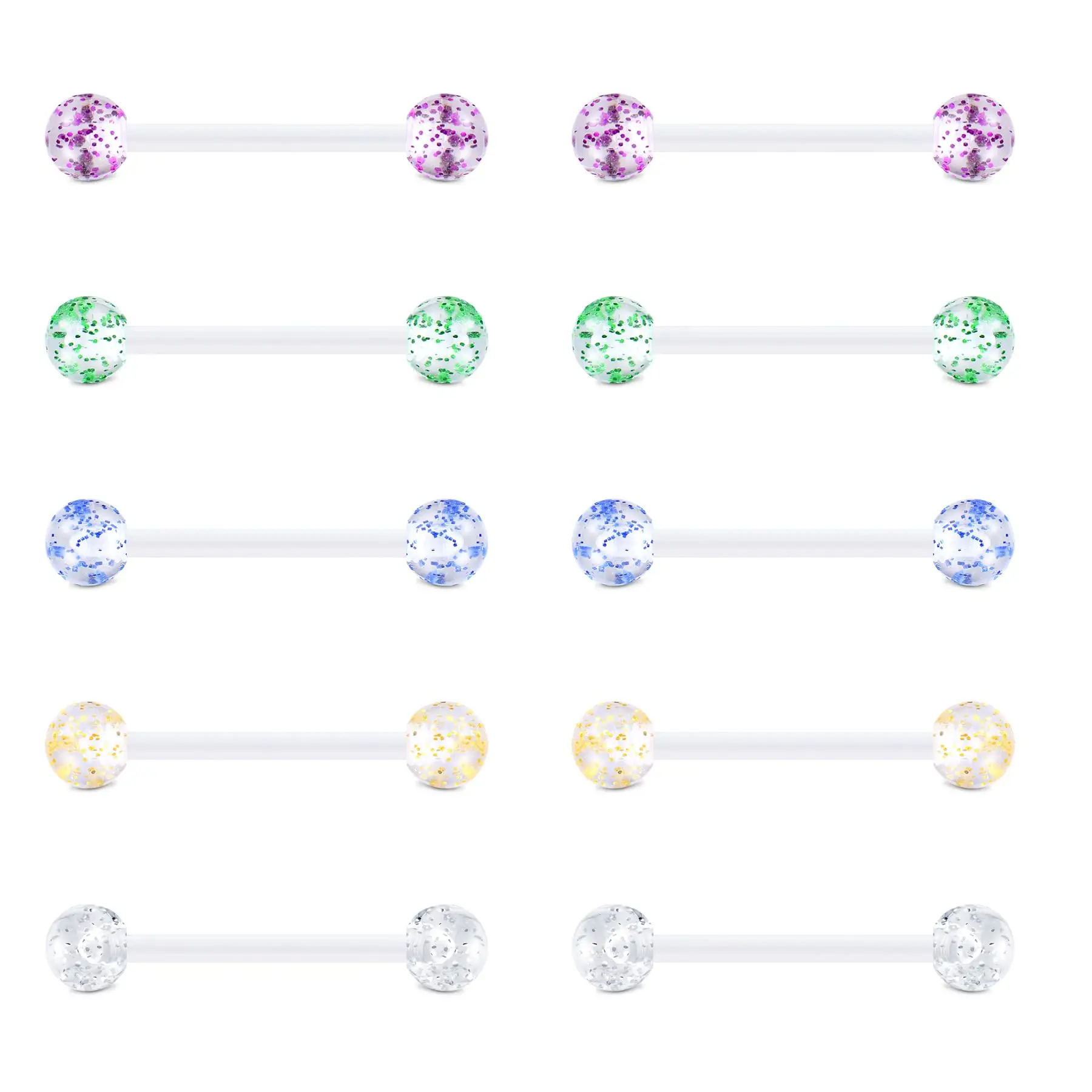 14G Plastic Nipple Rings for Surgery Plastic Tongue Rings Bioflex Flexible Acrylic Piercing Retainer 1/5 Pairs 16mm