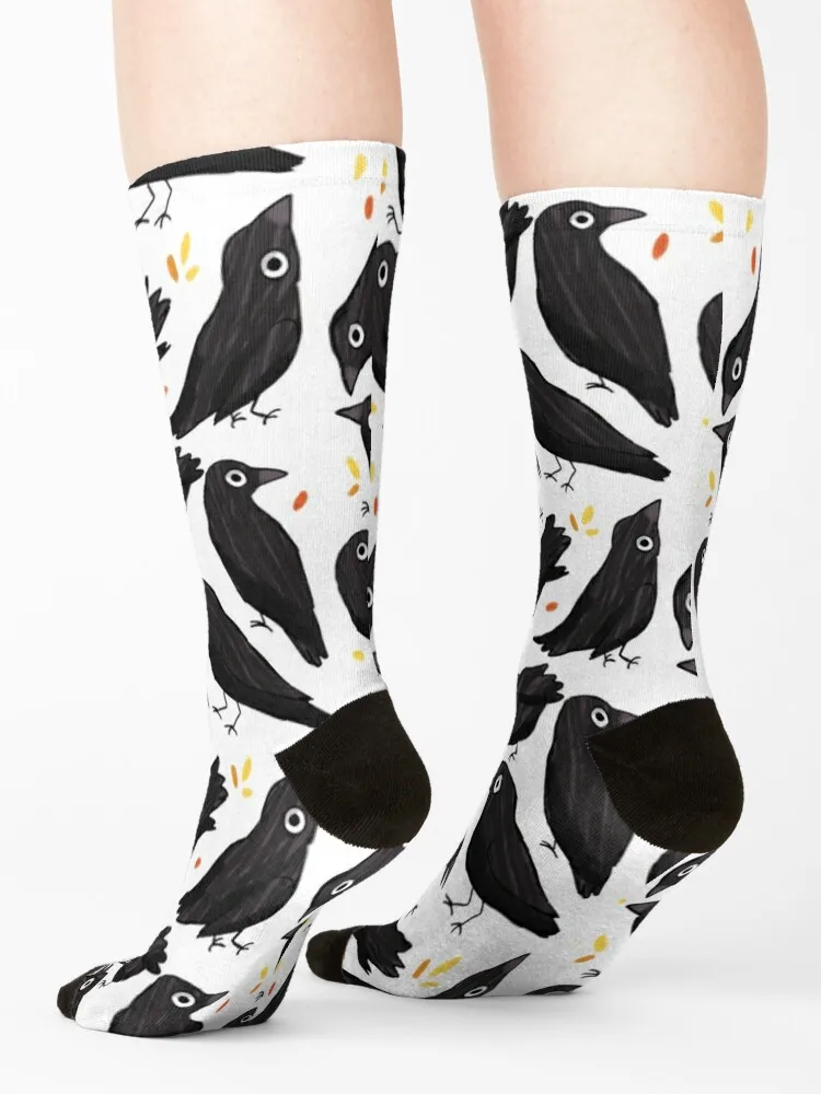 Cute crow pattern Socks happy Stockings golf sheer Luxury Woman Socks Men's
