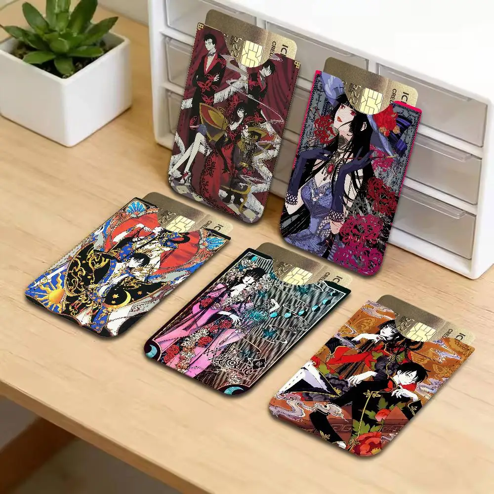 Classic retro anime XXXHoLiC Pu Leather Credit Card Holder Slim Business Cardholder Anti Theft Id Organizer for Outdoor Carrying