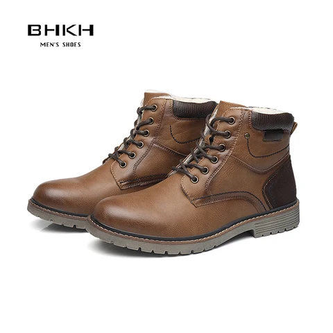 BHKH Retro Ankle Boots: Lightweight Lace-Up Winter Footwear