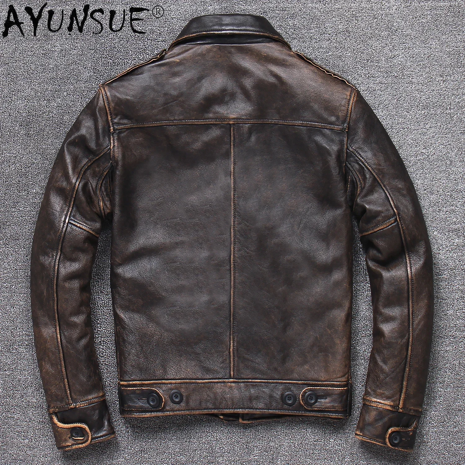 AYUNSUE Retro Men Clothing Genuine Leather Jacket Men's Cowhide Clothes Autumn Coat Male 2025 New Chaqueta Cuero Hombre LXR705