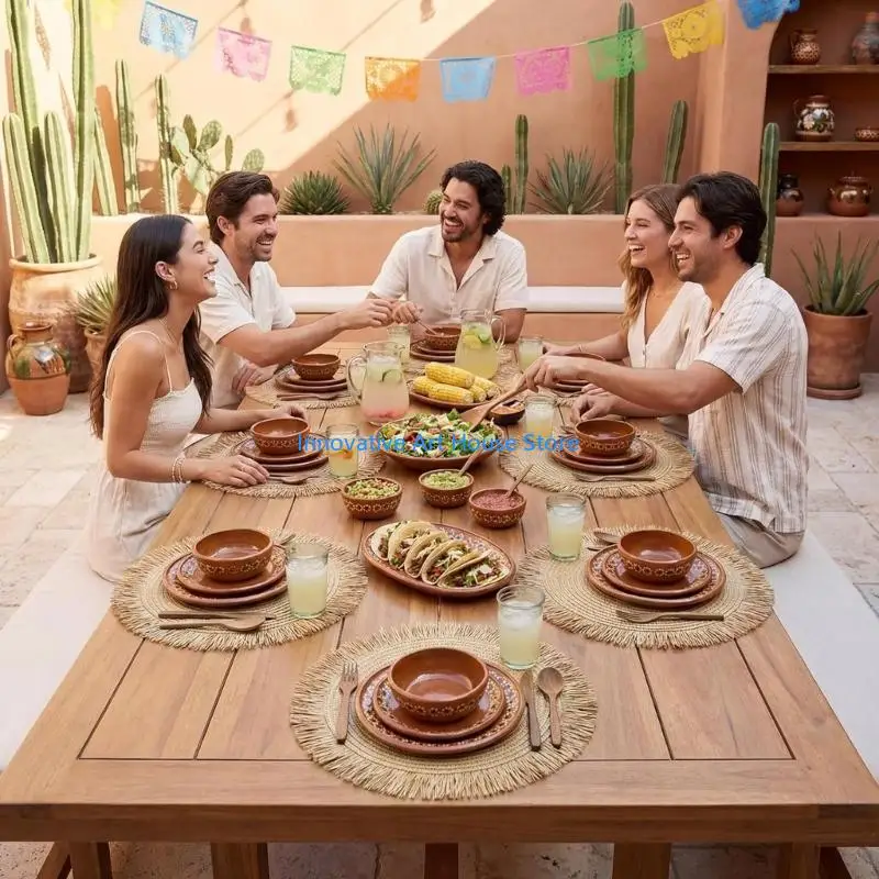 E1PC Woven Macrames Cotton Placemat with Fringed Border for Everyday Table Styling