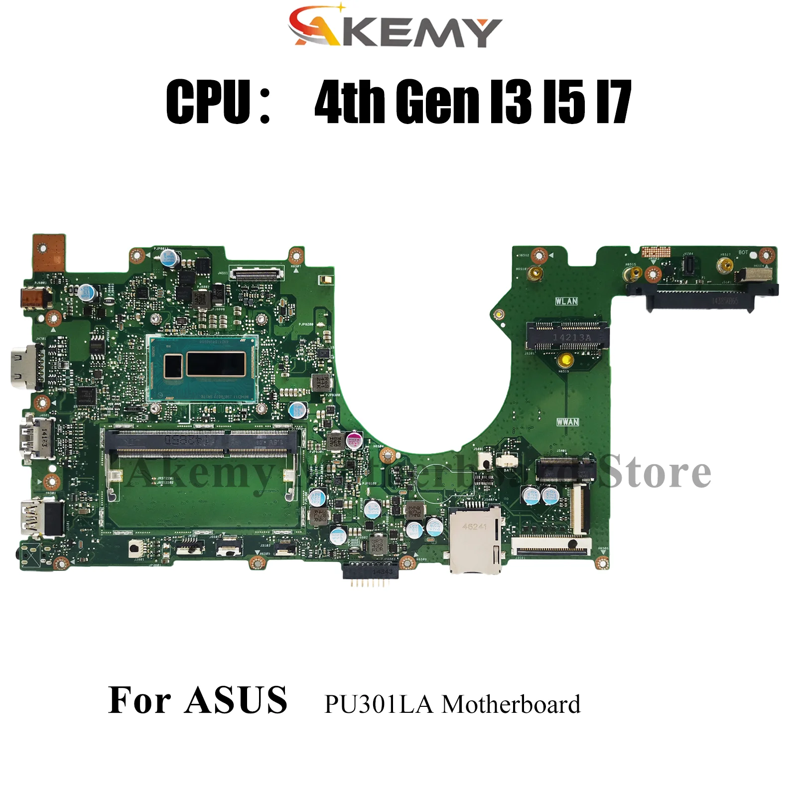 

PU301LA Laptop Motherboard For ASUS VivoBook PU301L PU301LA Notebook Mainboard With I3 I5 I7 CPU 100% tests OK fast shipping stk