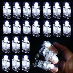 100pcs White LED Finger Lights Rings Finger Flashlights Glow in The Dark Finger Lights Halloween Finger Lights Party Favors Toys