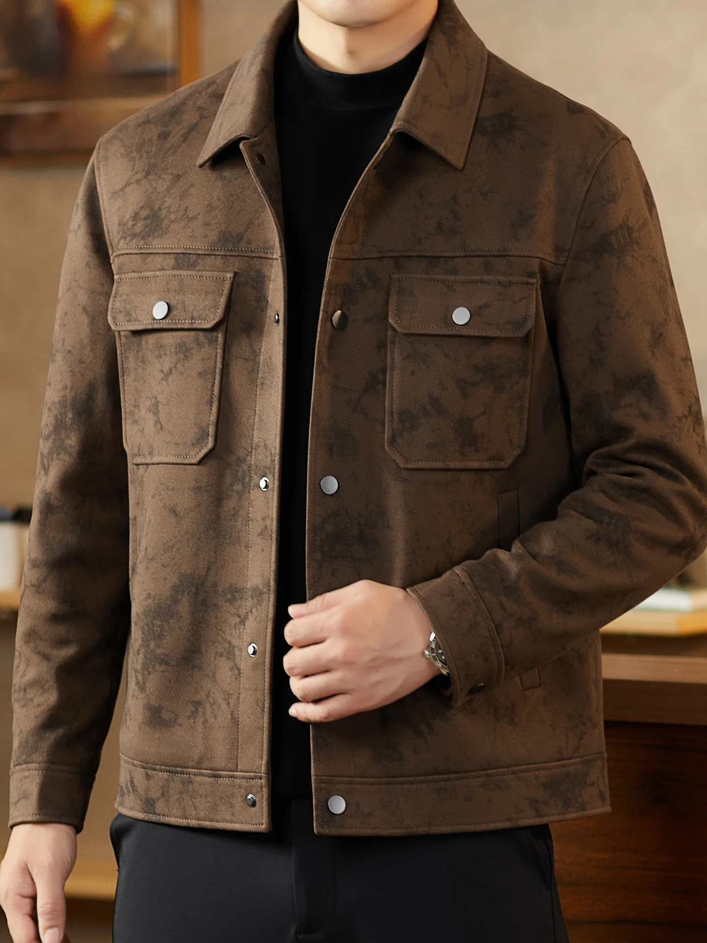 

Pierre Cardin Men's Jaet Casual Workwear Stand Collar Outerwear Autumn Winter High End Leisure Faion Stand Fit Long Sl...