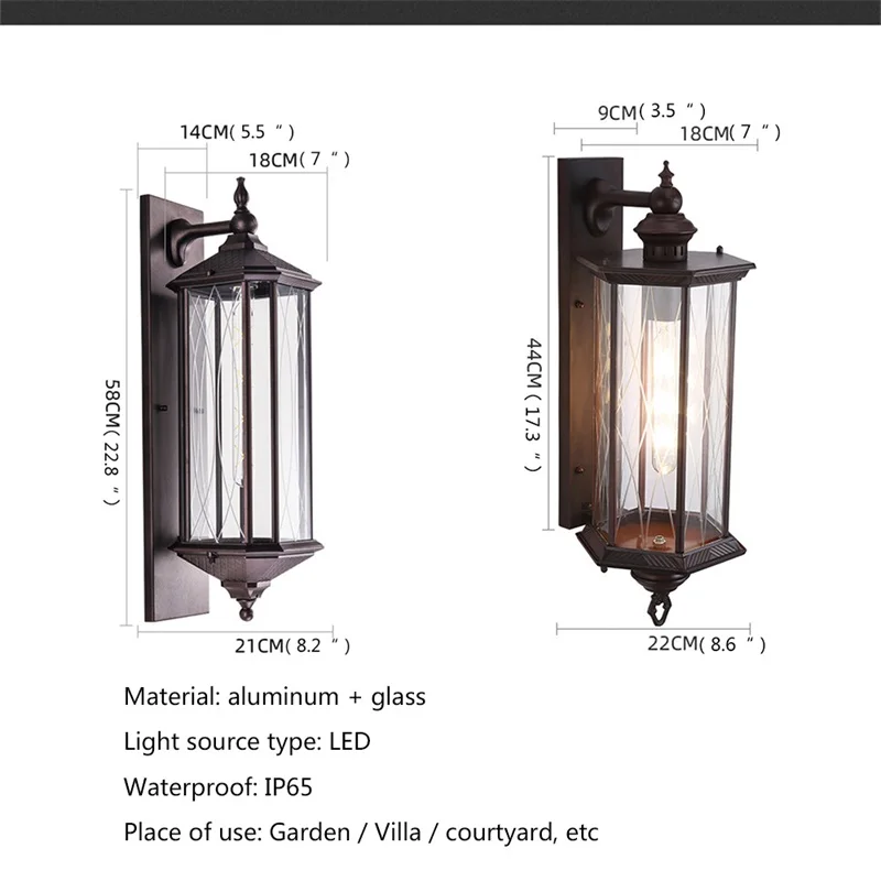 RONIN Retro Outdoor Wall Lamp Waterproof IP65 Sconces LED Lighting Decorative for Home Porch Courtyard