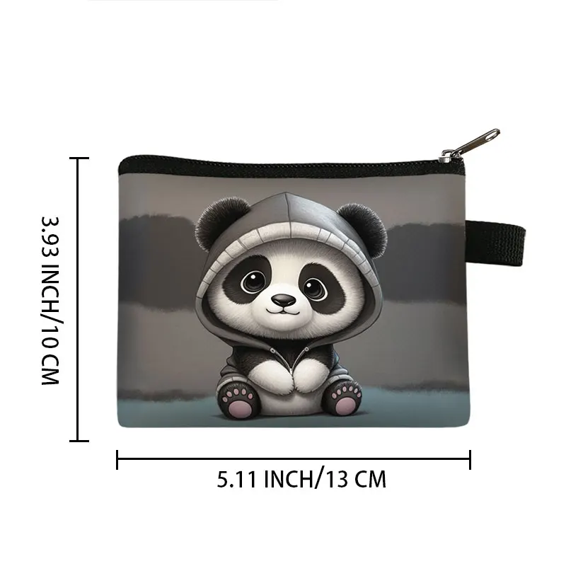 Panda having Milk Tea Print coin bag Cute Panda Bubble Tea Money Bags Zipper Mini Handbag Card Keychain Holder Bags Gift