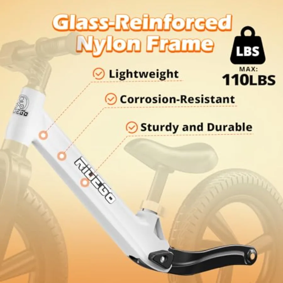 Rowerek biegowy 14 cali dla dzieci w wieku 3-6 lat, lekki pojazd do jeżdżenia z regulowanym siedziskiem i oponami z gumy powietrznej, idealny prezent urodzinowy.