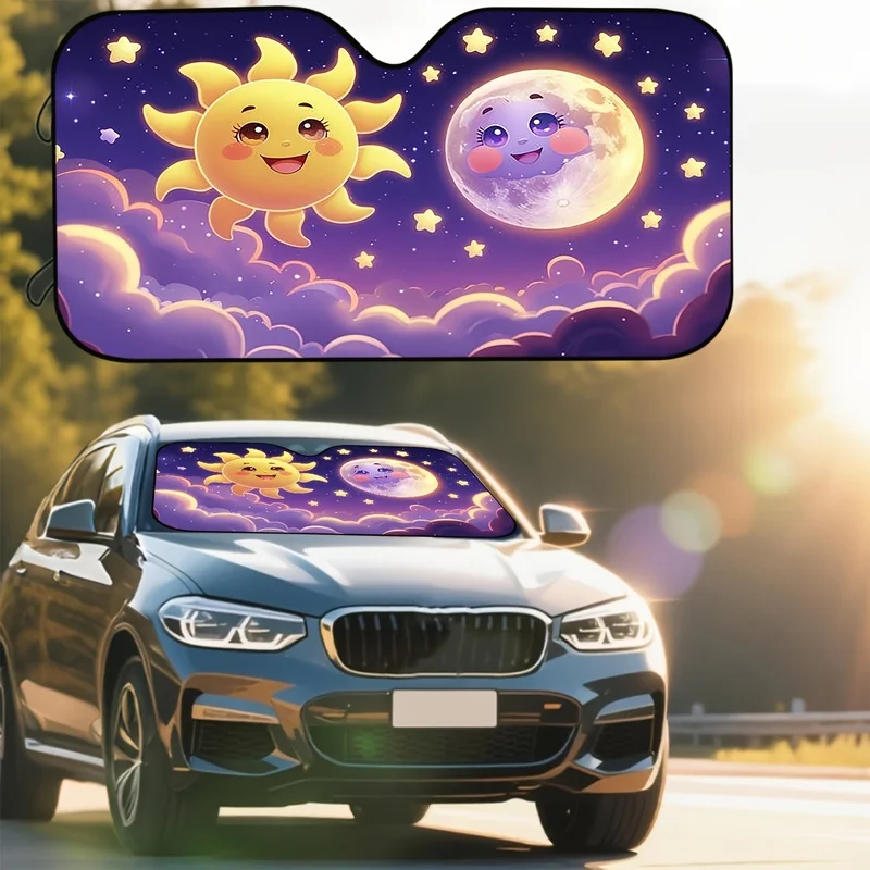 1 Pcs Playful Design Sun Shade For Car Windshield, With 4 Free Suction Cups, Easy Installation, Suitable For Rvs And Suvs