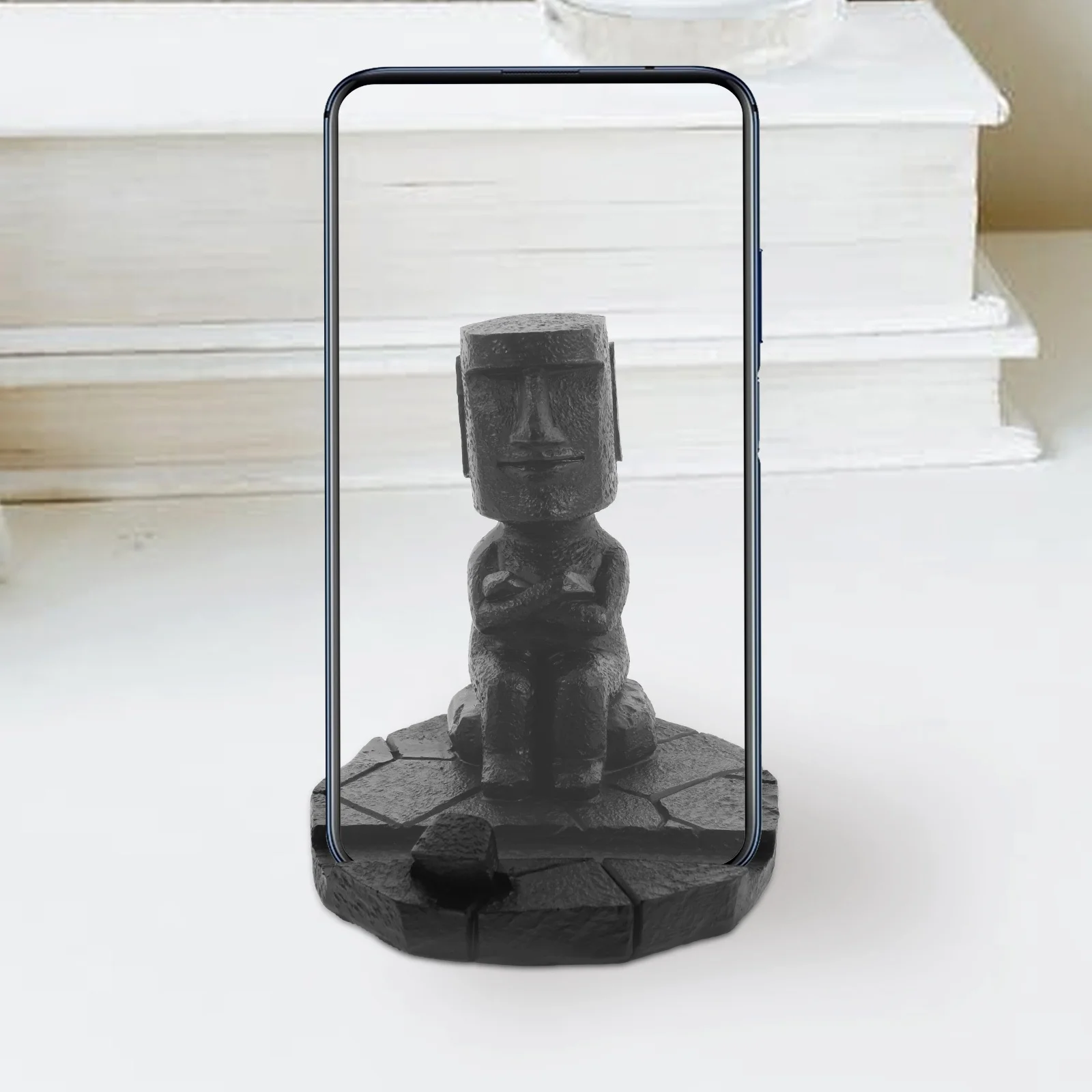 

Resin Moai Desktop Decor Phone Stand Tabletop Decoration Pen Holder For Desk Office Home Gift Head Statue