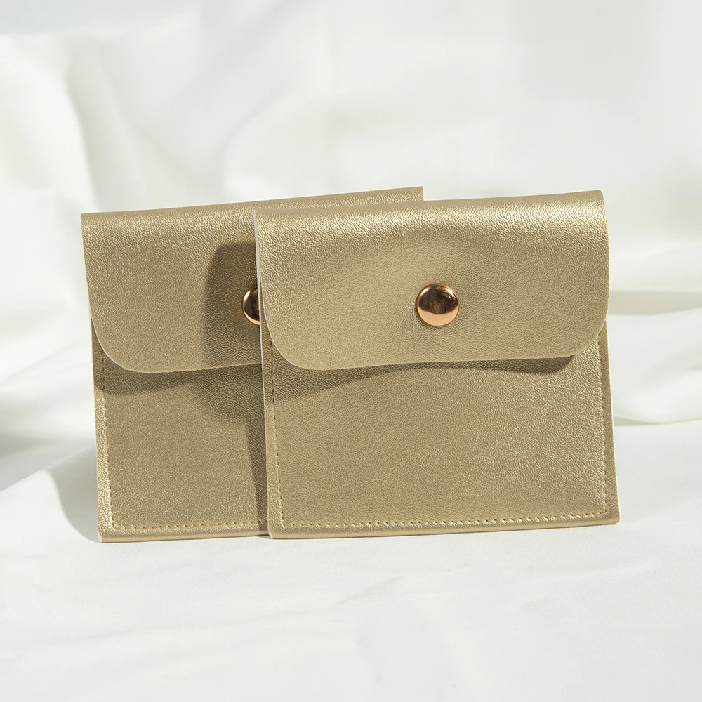 5 Stück PU-Leder Gold Knopf Tasche DIY Schmuck Ohrring Halskette Schnappbeutel Hochzeit Verpackung Geschenktüte Reiseaufbewahrung Staubsack Großpackung – Detail 12