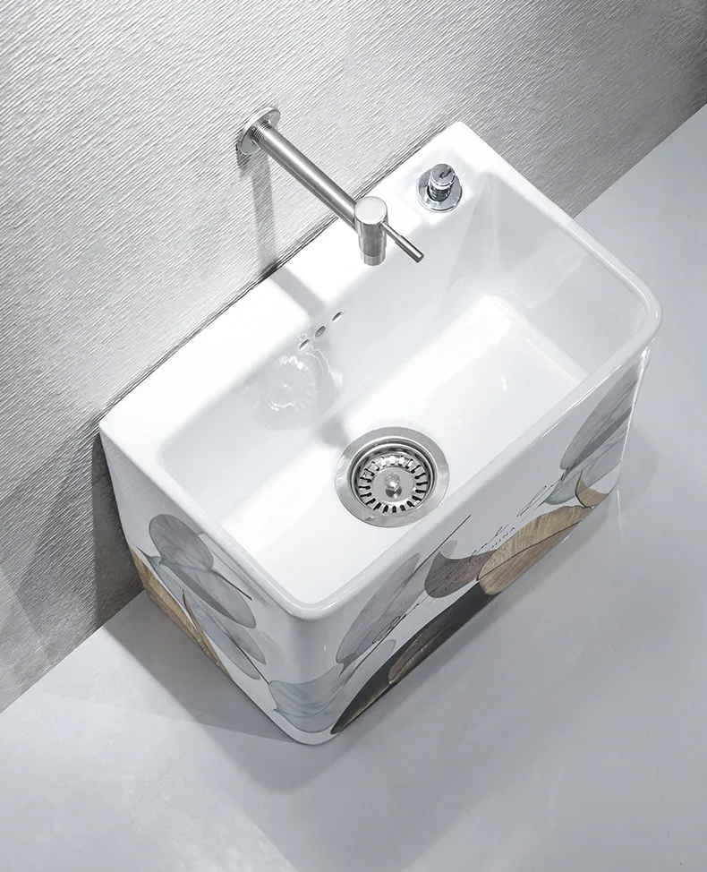 Mop Sink Ceramic Bathroom Wash Mop Sink Duster Sink Balcony Floor Mop Bucket