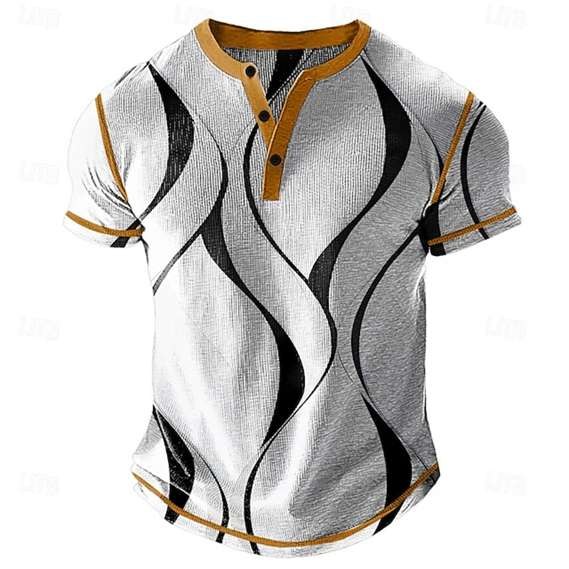 New Men's Fashion Polo Shirt Retro-Style T-Shirt Top Casual Everyday Wear Relaxed Fit Breathable Short-Sleeve Button-Up Shirt