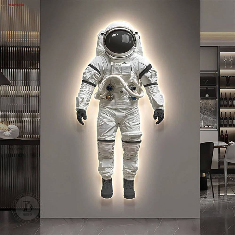 

Nordic Modern Realistic Murals Astronaut Led Wall Lamp Living Room Hotel Hallway Decoration Sconces Loft Painting Night Lights