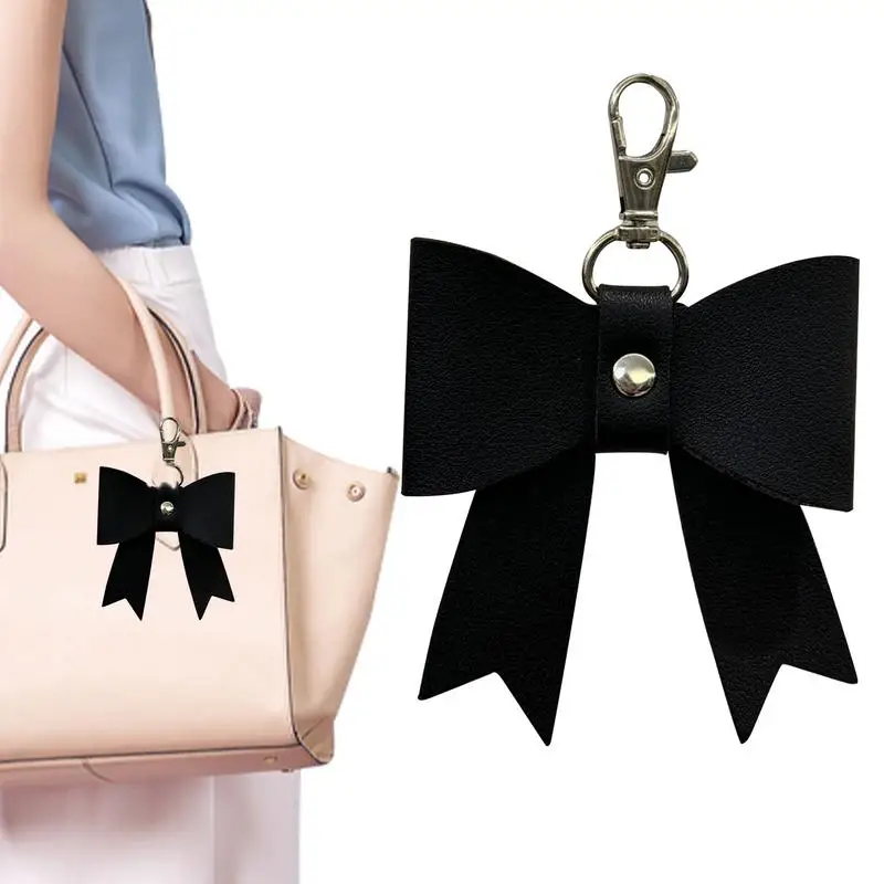 

Bow Purse Charm Cute Large Bow Keychain PU Leather Bowknot Charm Aesthetic Pendant Accessories Coquette Key Chains For Headphone