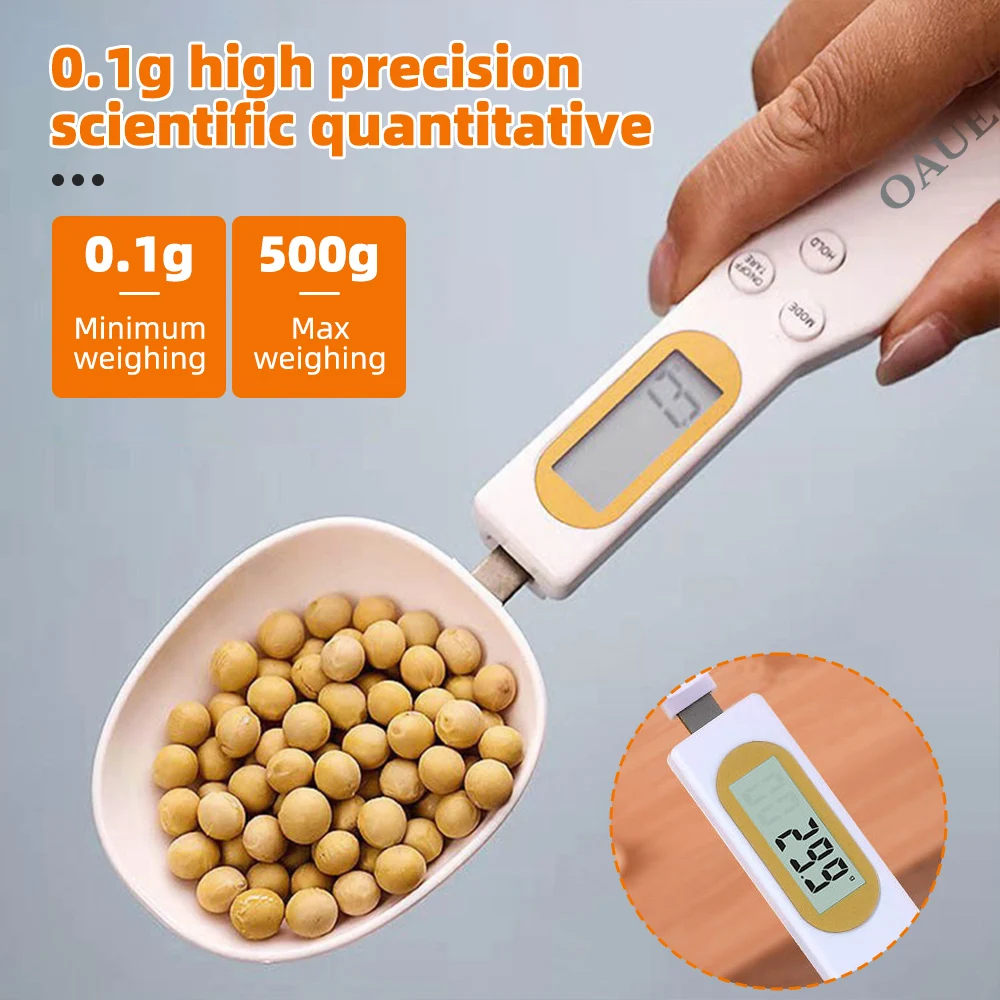 Oauee LCD Digital Kitchen Scale Electronic Cooking Food Weight Measuring Spoon 500g 0.1g Coffee Sugar Spoon Scale Kitchen Tool