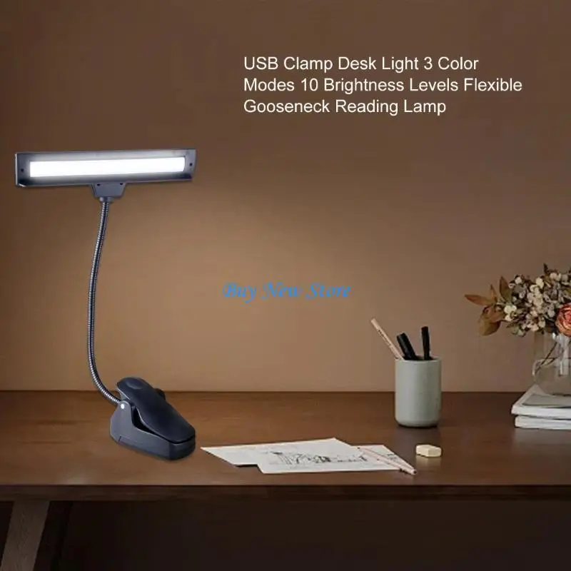 Lâmpada USB 20Ce Múltipla ângulo 3 Brilho ajustável 9 LEDS Lâmpada cabeceira para leitura e espaços trabalho