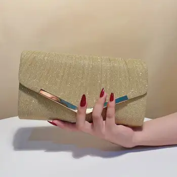 金色經典簡約小姐魅力手拿包閃亮晚餐包宴會派對手提包金屬鏈條斜挎包 10 最佳銷售 金屬錢包 - №9