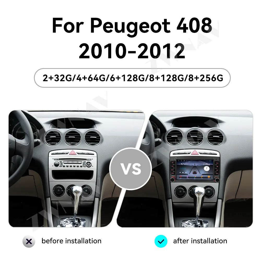 8 inch Android 14 Car Radio Touch Screen For Peugeot 408 2010-2012 GPS Navigation Multimedia Player Heat Unit Auto