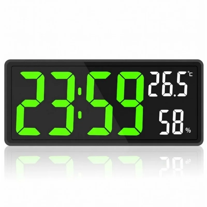 Large Digital Wall Clock Temperature and Humidity Display Night Mode Table Clock 3 Display Modes 12/24H Electronic LED Clock
