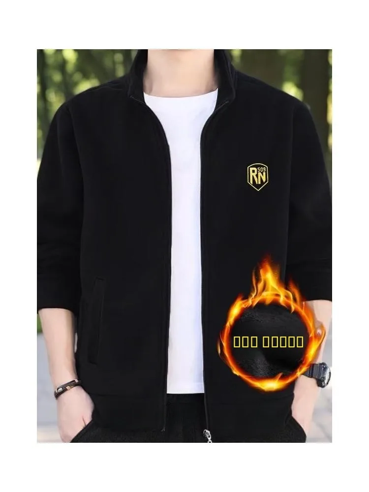 

Spring Autumn Large Size Zipper Cardigan Stand Collar Men's Jaet Sportswear Sweatirt Casual Sle Polyester Fabric