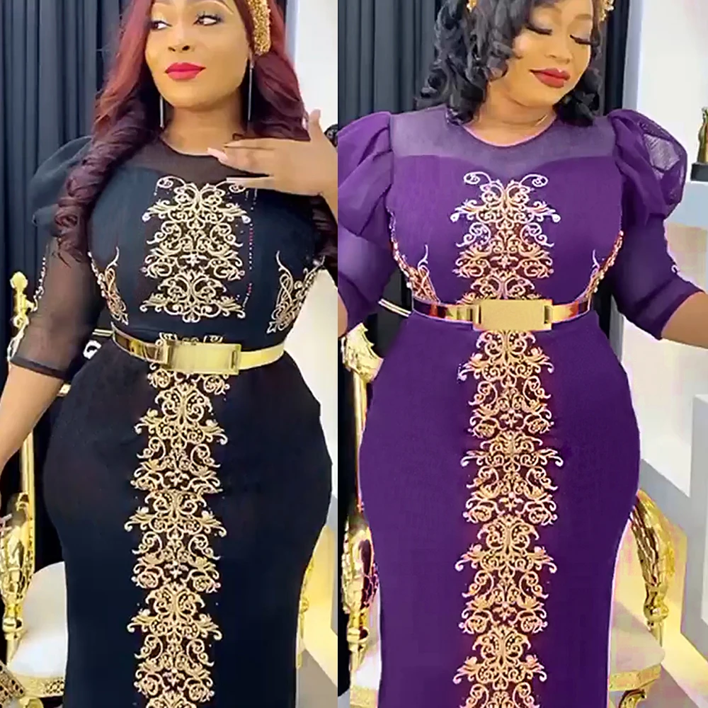 MD African Women Plus Size Evening Dresses Dubai Turkey Luxury Bead Gown Wedding Party Dress Robe Africaine Femme 2023 Nouveauté