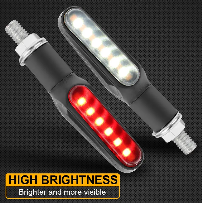 8mm Mini Motorcycle LED Turn Signal Lights 12V Flowing Indicator DRL Rear Brake Tail Stop Light For Yamaha Suzuki Kawasaki Honda