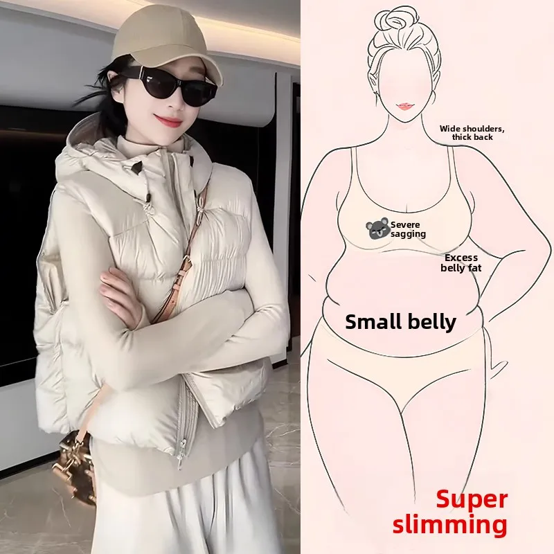 

Теплый короткий хлопковый жилет для женщин, зимняя модная верхняя одежда с капюшоном, свободный крой, большие размеры, комфортная термокофта-майка