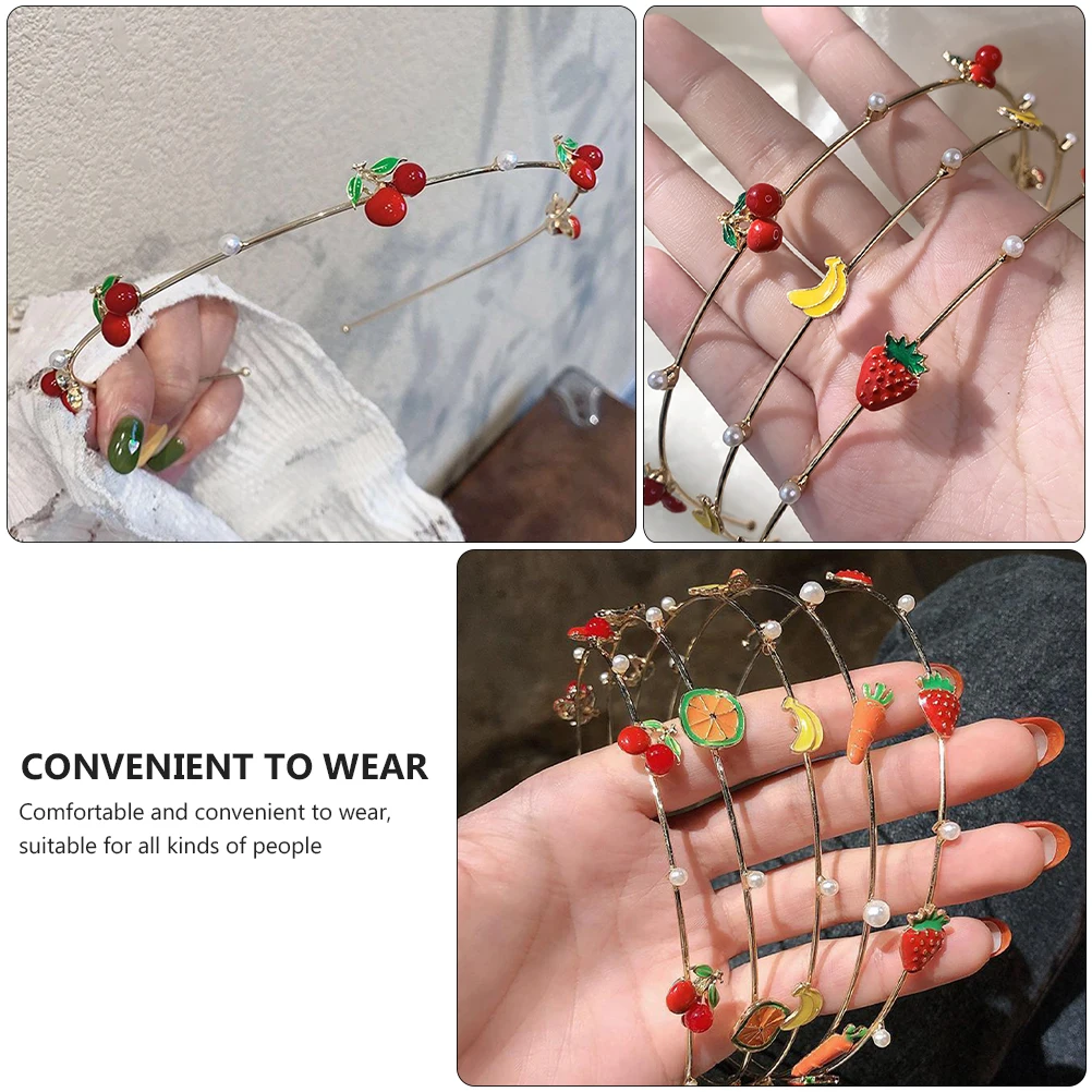 

Cute Headband Cherry Hairband Wedding Accessories Pearls Bands Simple Faux Headbands Fruit Headpiece
