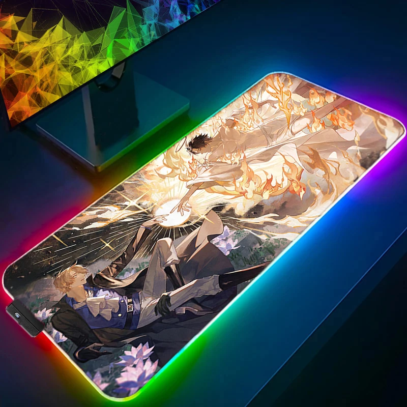 

RGB LED Mouse Pad Office Desk Mat Computer Gamer Rubber Mousepad Keyboard Pad PC Accessories Mouse Mat One Piece Sabo Tablet Pad
