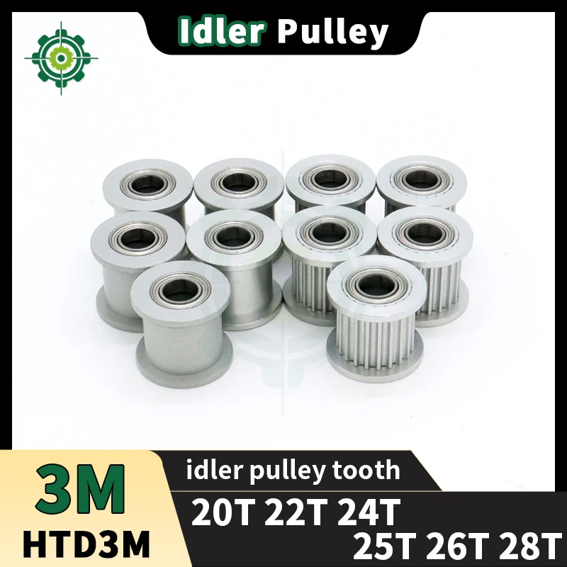 

HTD3M Idler Timing Pulley 20T 22T 24T 25T 26T 28T 20Teeth 24teeth 25teeth 26teeth 28teeth Bearing No Teeth HTD 3M Idler Pulley
