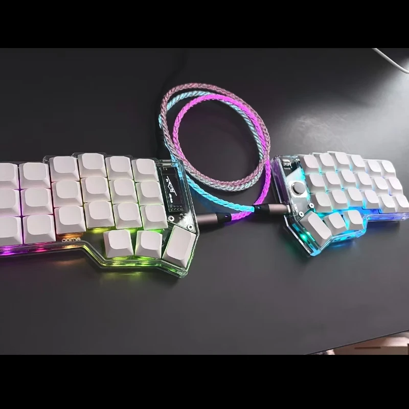 Corne Joystick Split Keyboard Custom VIAL Transparent Light Cured Shell RGB Wired Gateron/Kailh Low Profile Split Keyboard Kit