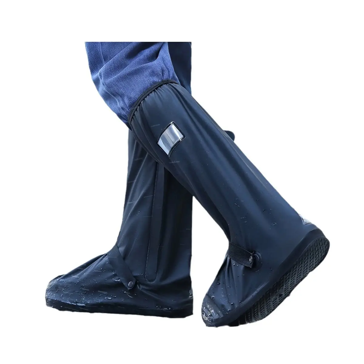 ABME New Waterproof Non-Slip Rain Boot Shoe Covers/Overshoes with Reflector&Zipper Foldable for Cycling Snow Rainy Season L