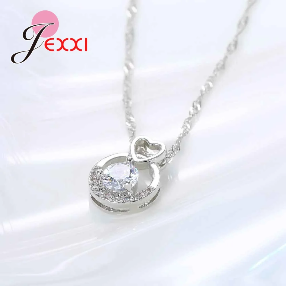 جديد وصول 925 فضة قلادة مستديرة قلادة بنات اكسسوارات الزفاف النساء الفاخرة تشيكوسلوفاكيا حجر الراين مجوهرات #2