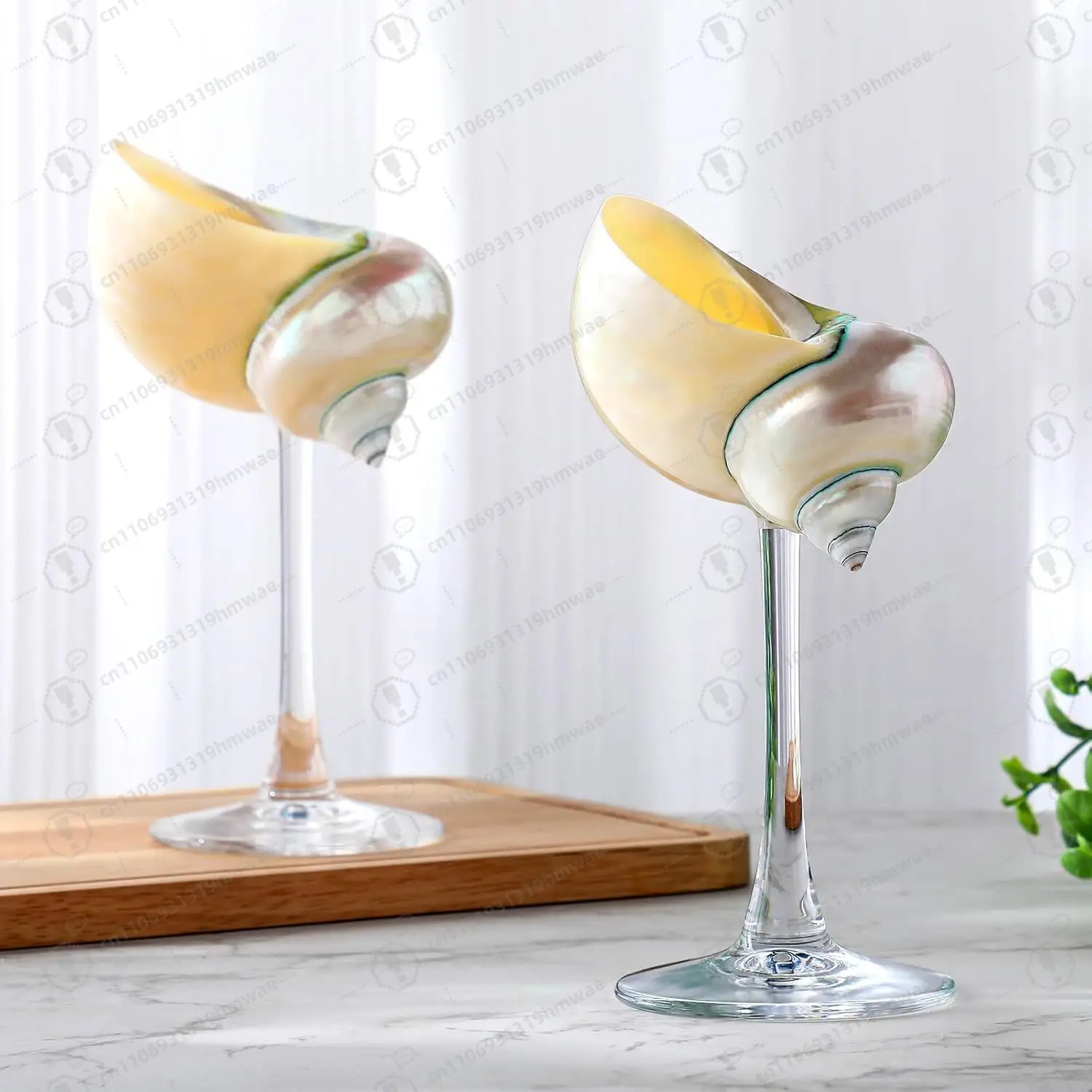 

White Conch Shell Cocktail Glasses 2Pcs Wedding Drinkware Martini Goblet for Valentine Birthday Bridesmaids Party