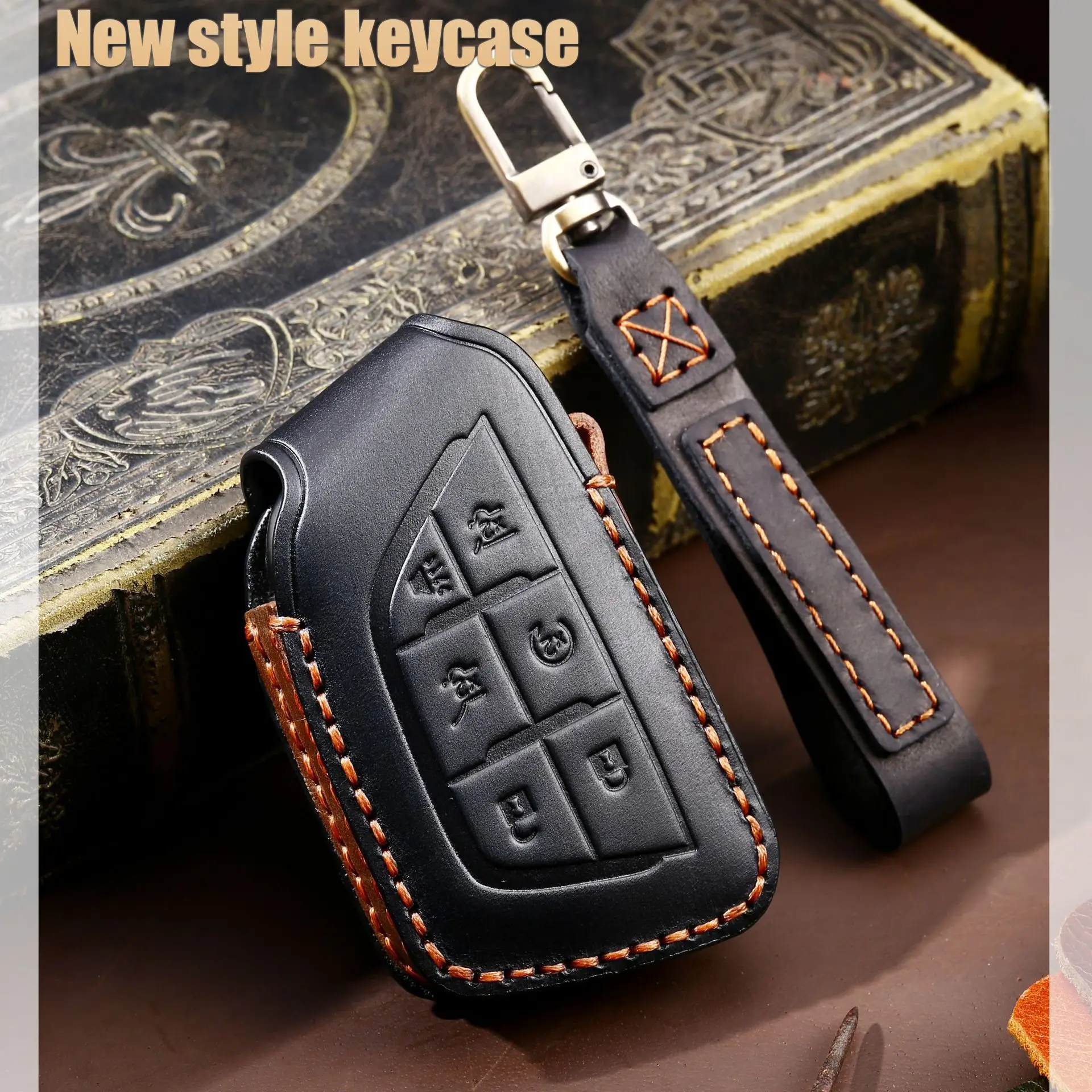 

Leather Car Key Fob Cover Case for Cadillac Escalade CT4 CT4-V CT5 XTS CT6 C8 2021 2022 2023 2024 Accessories
