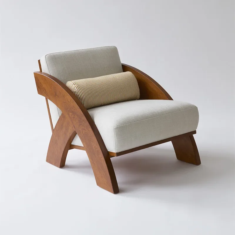 

Solid wood living room sofa chair simple household balcony single chair reception lazy leisure chair