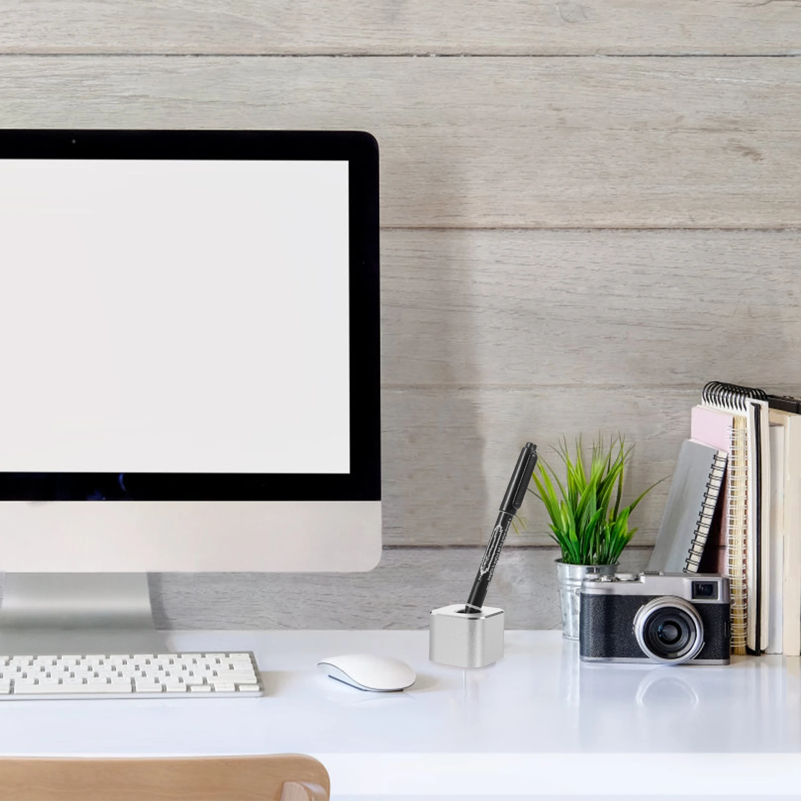 

Home Pen Stand Square Round Hole Holder Pencil for Desk Single Fountain Student Storage