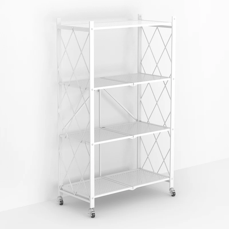 Home Office Steel Folding Storage Rack Hot-Air Metal Stand Type Wheels Easy Installation for Home Furniture