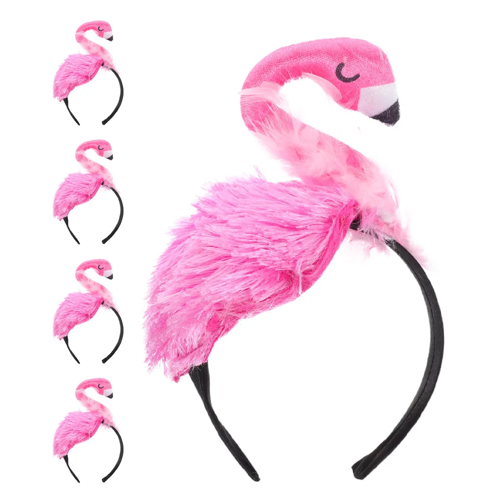 

5pcs Flamingo Headbands Tropical Cute Birthday Party Hair Bands Women Girls Bride Hawaiian Photoshoot Props Lightweight
