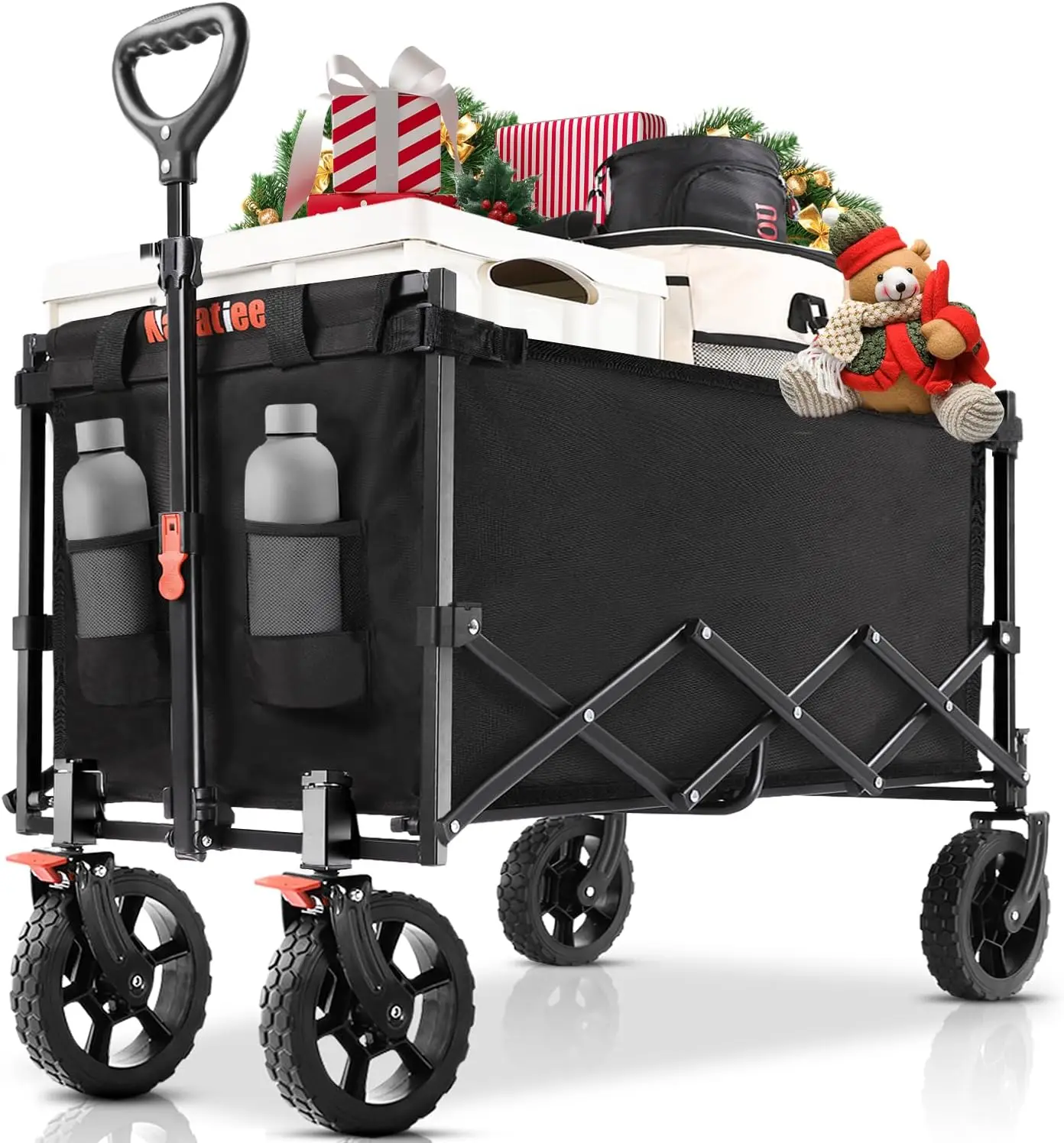

140L Foldable Wagon Cart, Large Capacity Collapsible for Camping Shopping Sports, Black