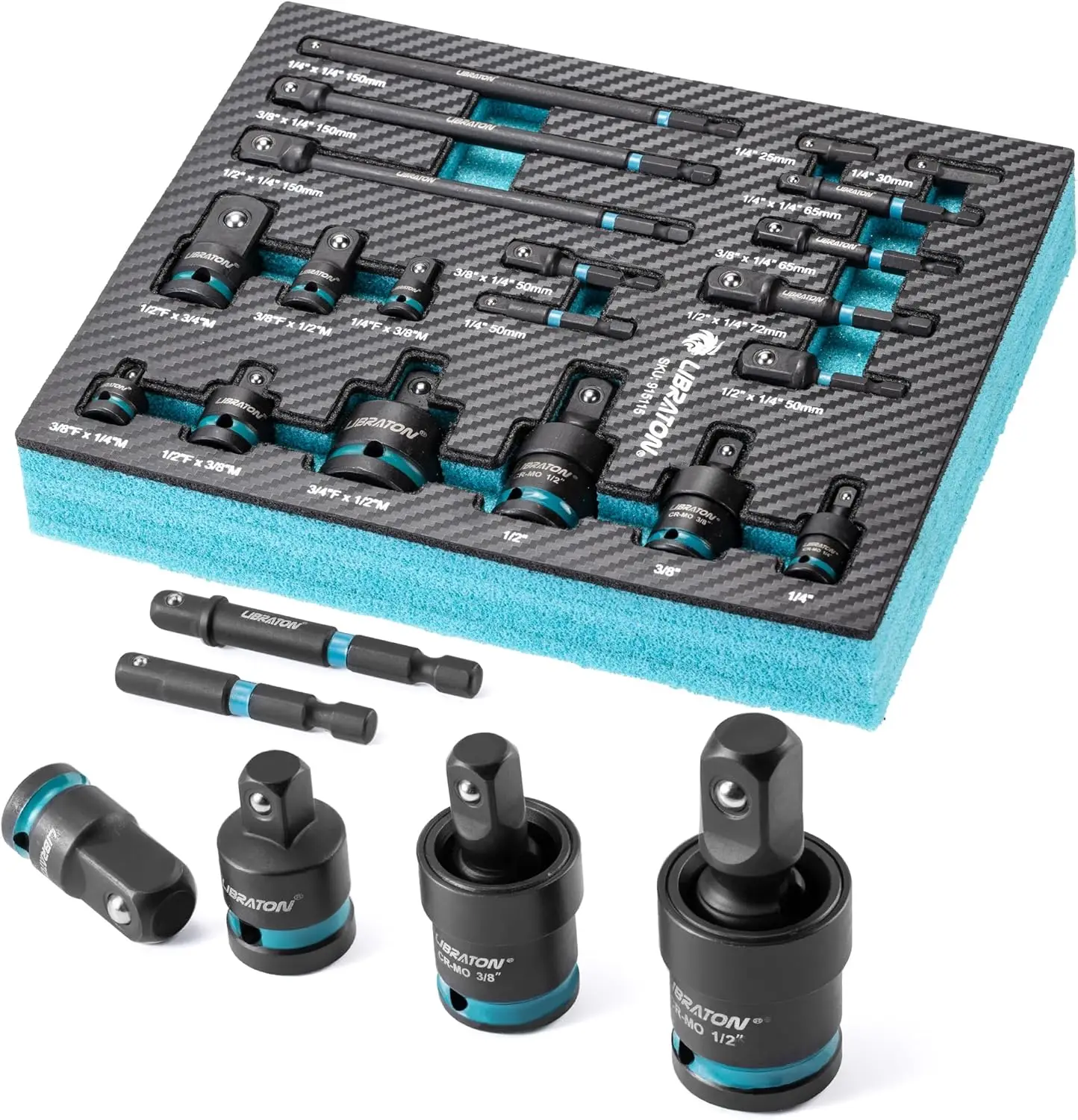 

20PCS Socket Adapter & Reducer Set, Cr-V & Cr-Mo, for Automotive Repair DIY