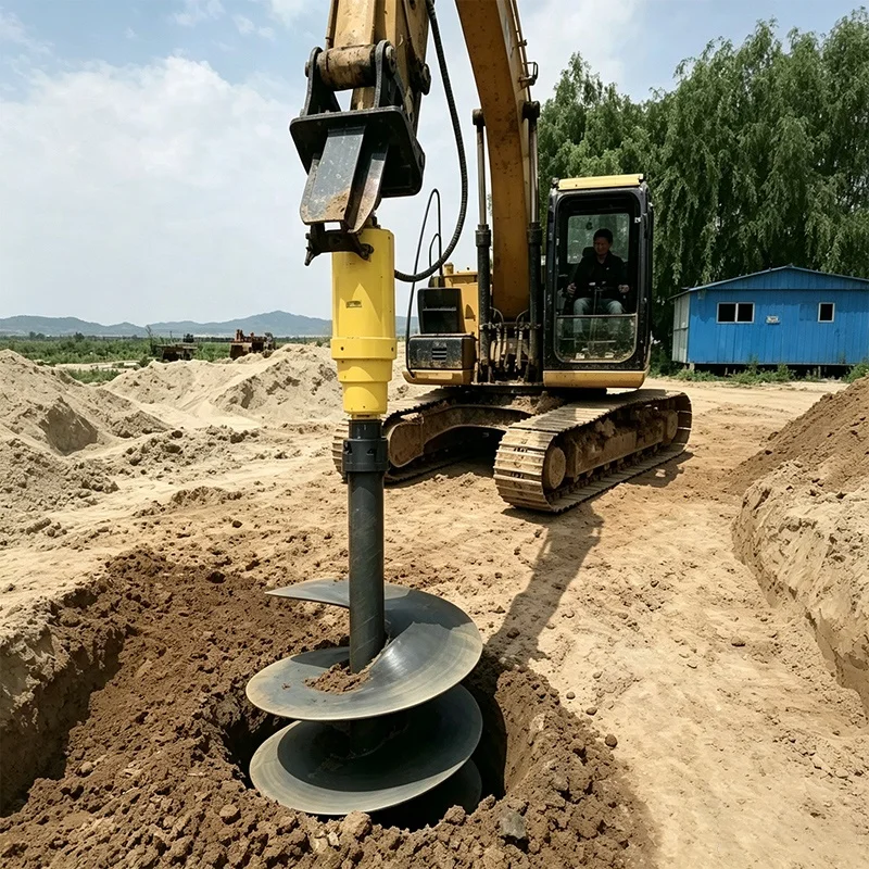 Hydraulic Earth Auger Drill Excavator Attachment Tree Planting Hole Digger Pole Drilling Municipal Construction Boring Equipment