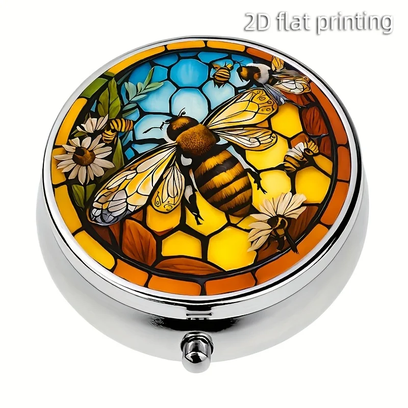 Elegant Metal Pill Box - Portable and Stylish Medicine Organizer, Includes 3 Compartments for Vitamins and Tablets - Suitable for Handheld Use or Travel - Unique Gift Idea, Pill Box, Metal, Portable, Medicine Storage, Travel Gift