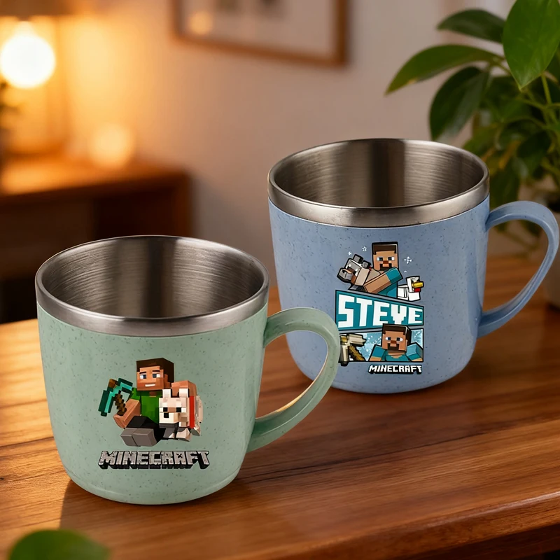 Taza de agua de acero inoxidable para niños con tema de juego Minecrafted, no es fácil de deformar, botella de agua, tazas de leche, botella para beber resistente al calor
