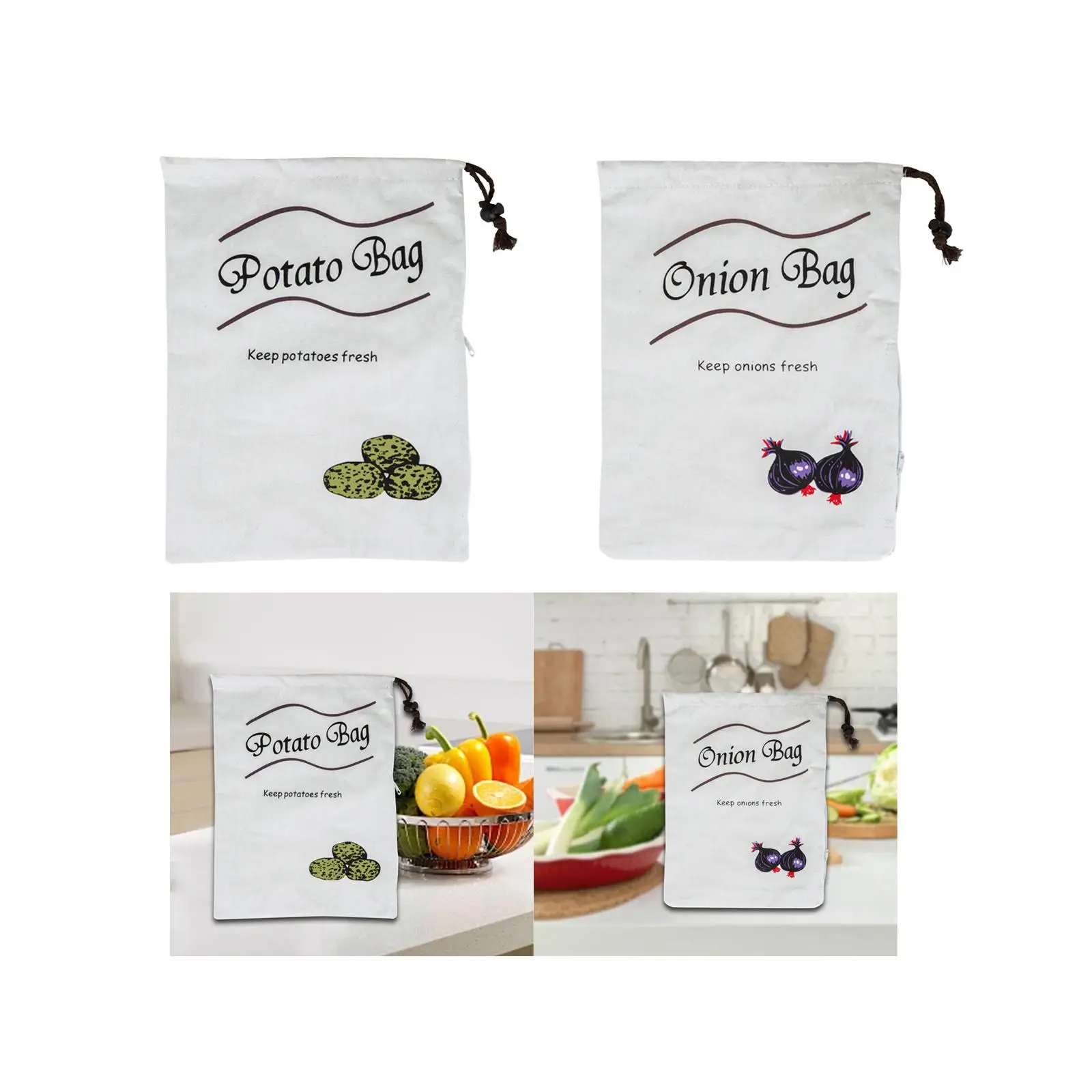 Vegetable Bag Practical Portable Reusable Vegetable Storage Canvas Food Storage Bag for Cafe Banquet Bakery Housewarming Kitchen