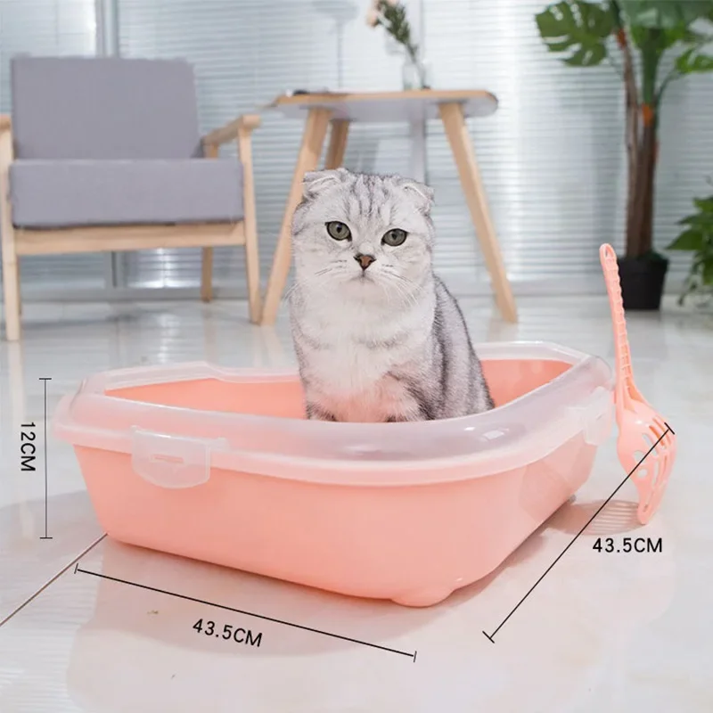 Pet Tray Triangle Box Semi-enclosed Litter Box Cat Cleaning Bathroom Sink Splash Proof Plastic Litter Comforter